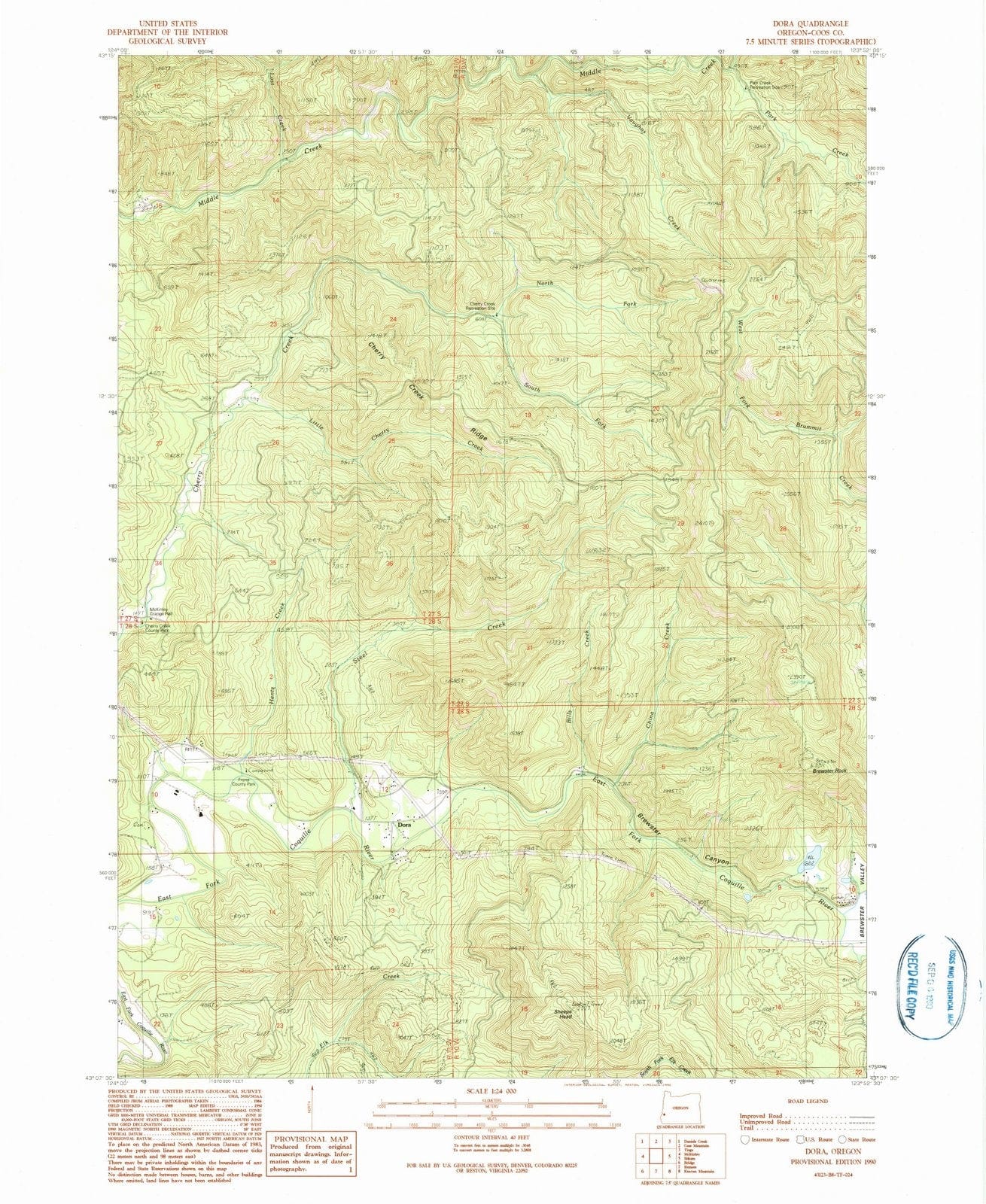 1990 Dora, OR - Oregon - USGS Topographic Map