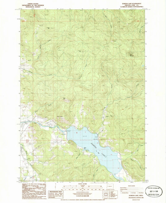 1986 Dorena Lake, OR - Oregon - USGS Topographic Map