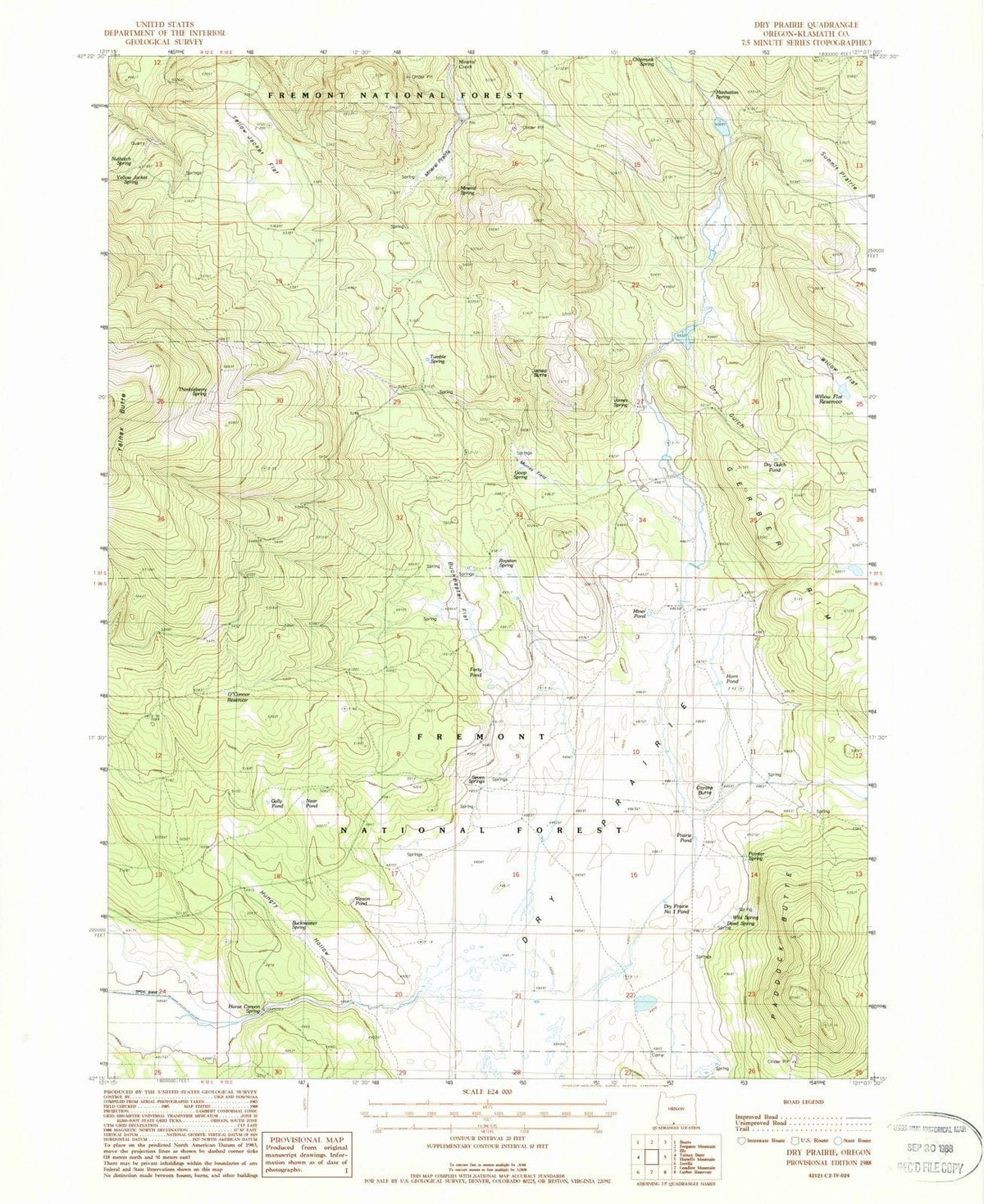 1988 Dry Prairie, OR - Oregon - USGS Topographic Map