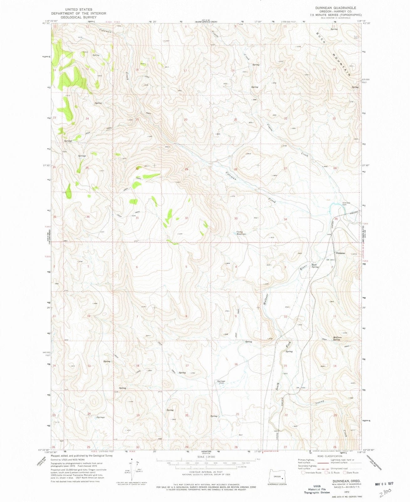1972 Dunnean, OR - Oregon - USGS Topographic Map