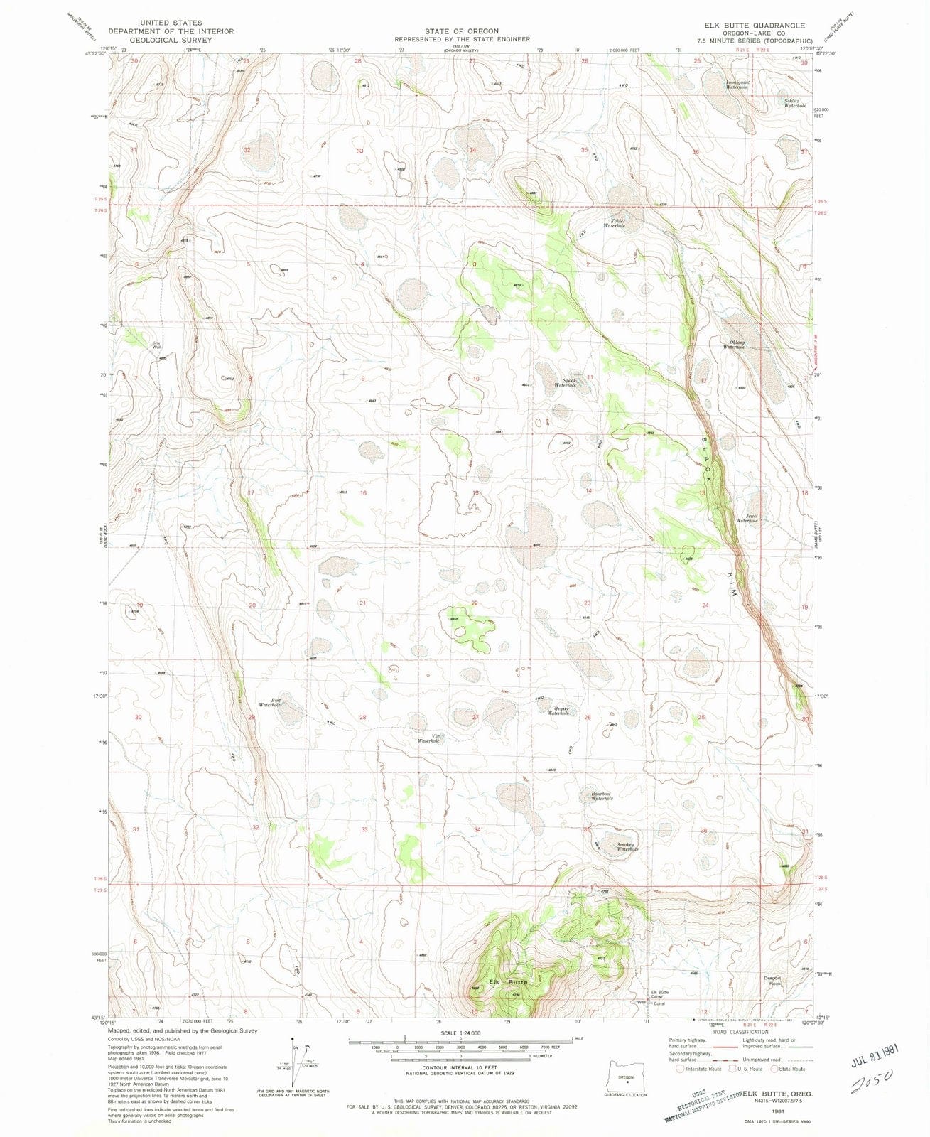 1981 Elk Butte, OR - Oregon - USGS Topographic Map