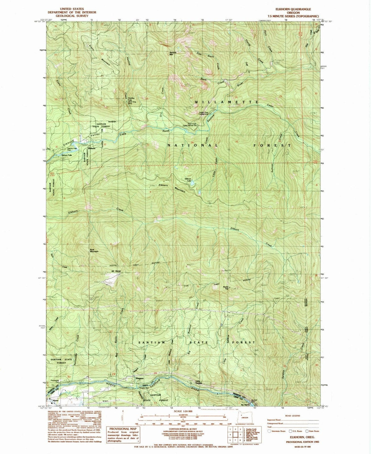 1985 Elkhorn, OR - Oregon - USGS Topographic Map