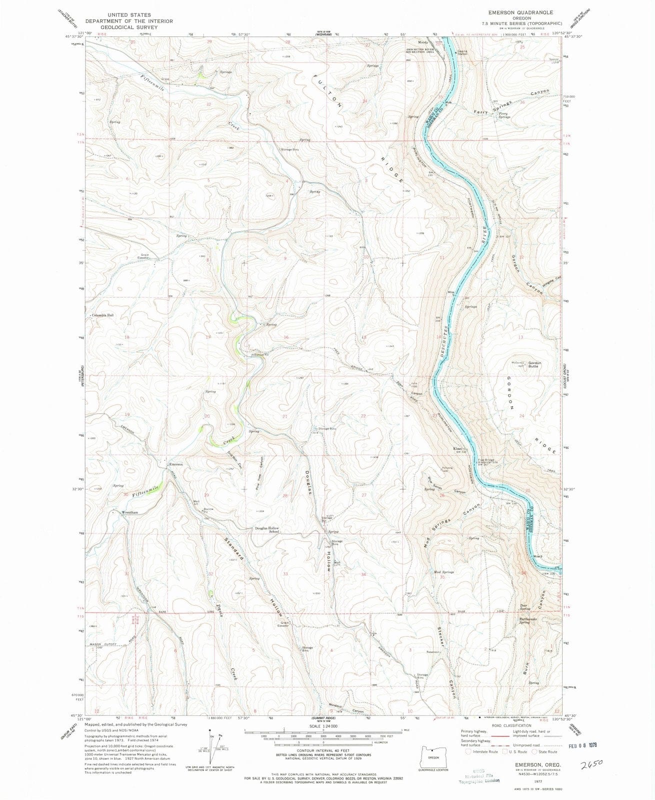 1977 Emerson, OR - Oregon - USGS Topographic Map