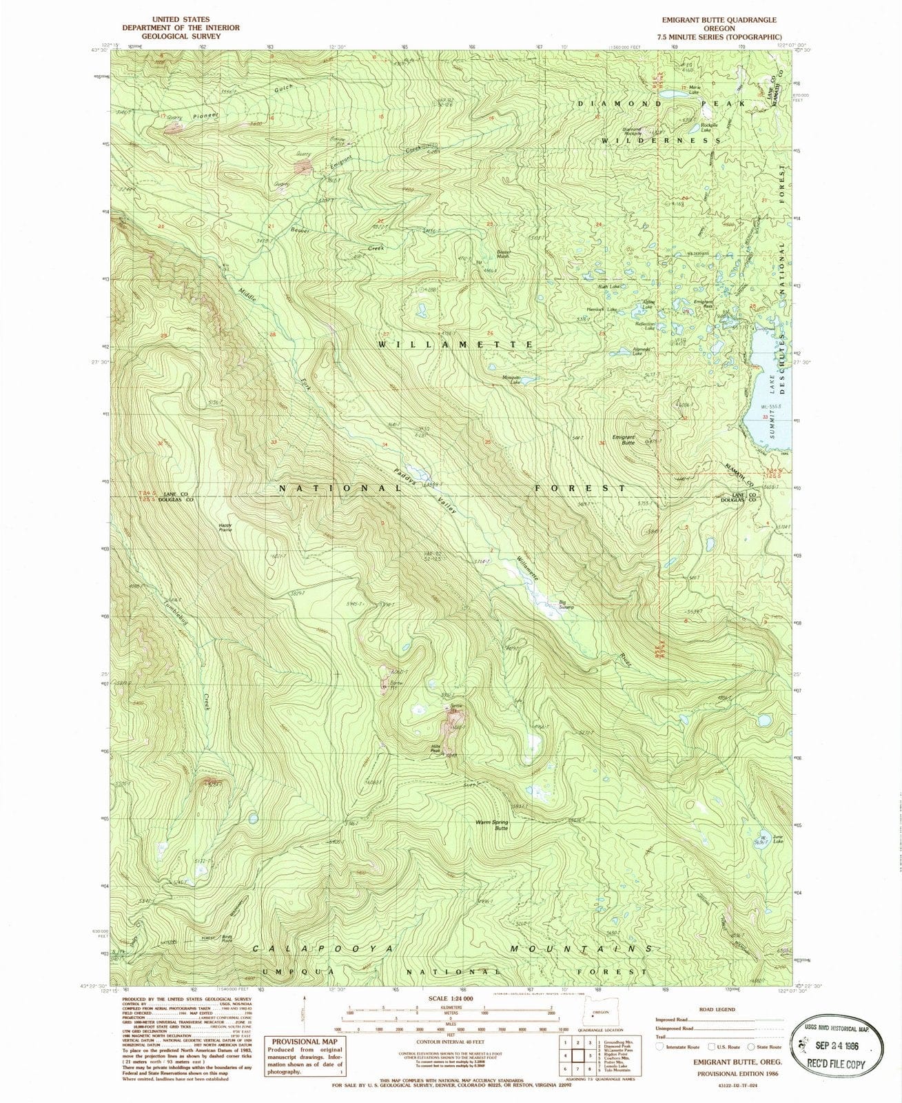 1986 Emigrant Butte, OR - Oregon - USGS Topographic Map