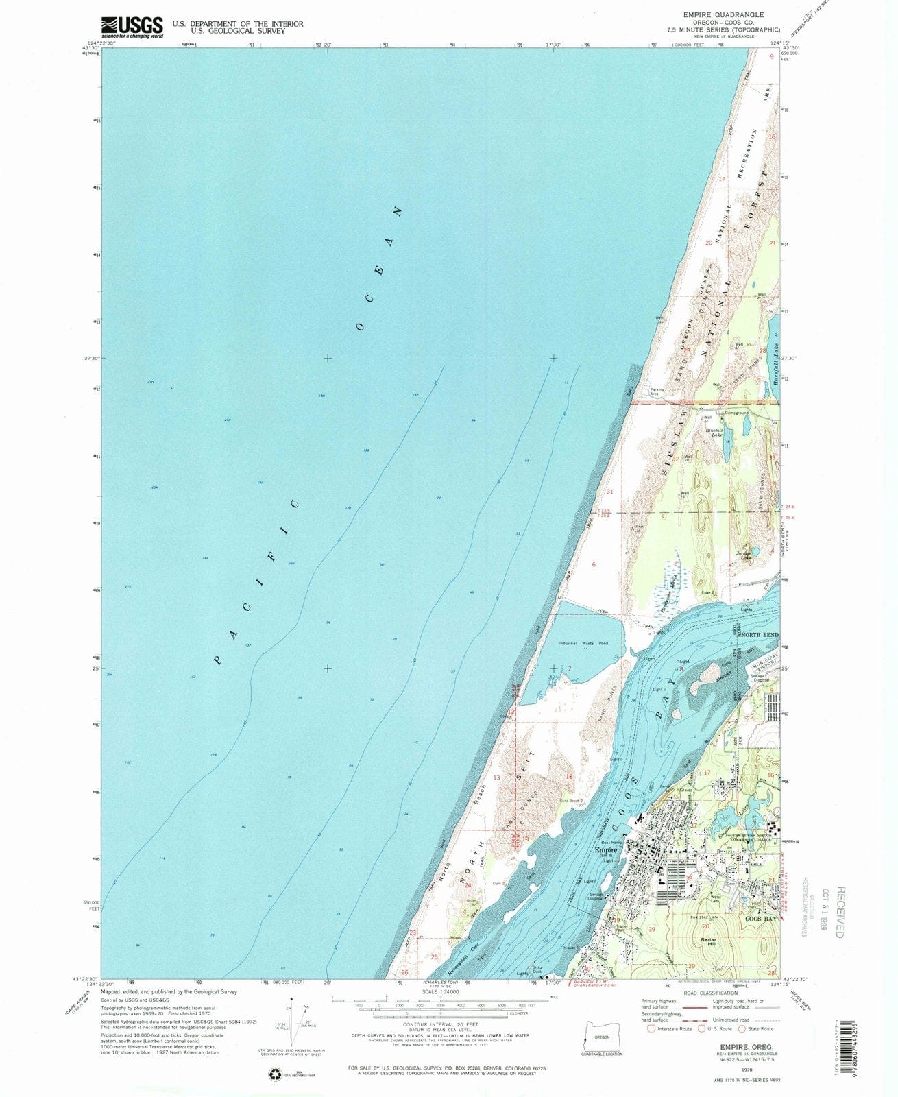 1970 Empire, OR - Oregon - USGS Topographic Map