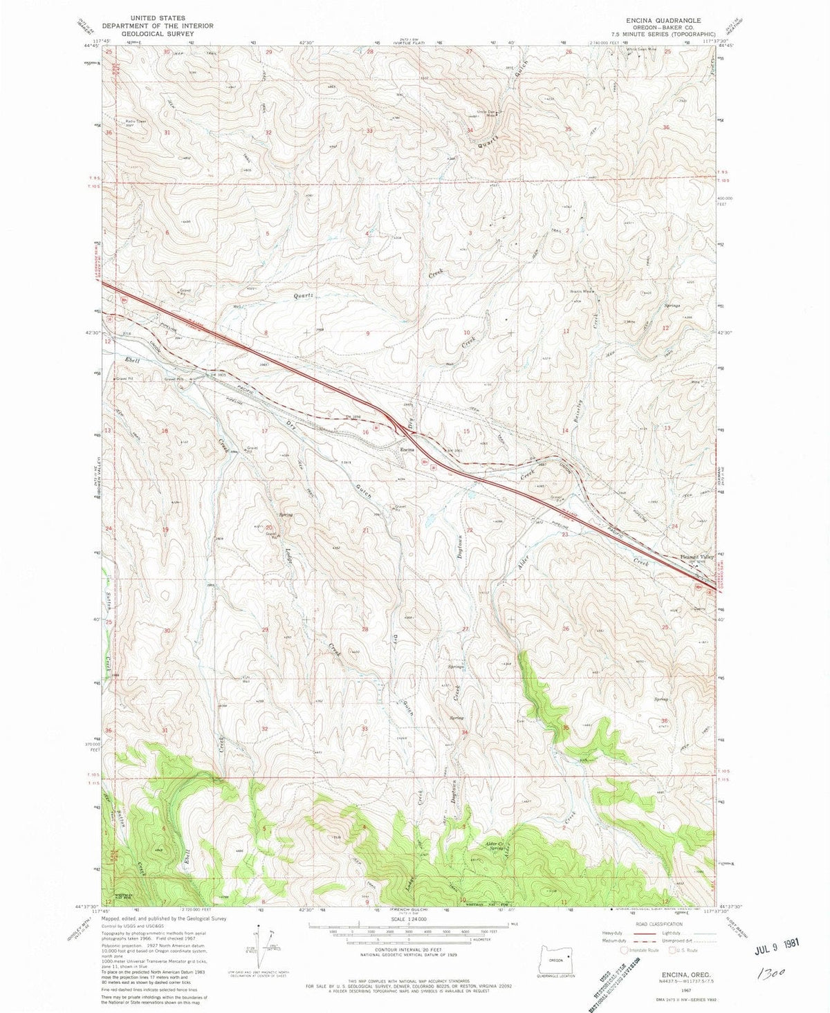 1967 Encina, OR - Oregon - USGS Topographic Map