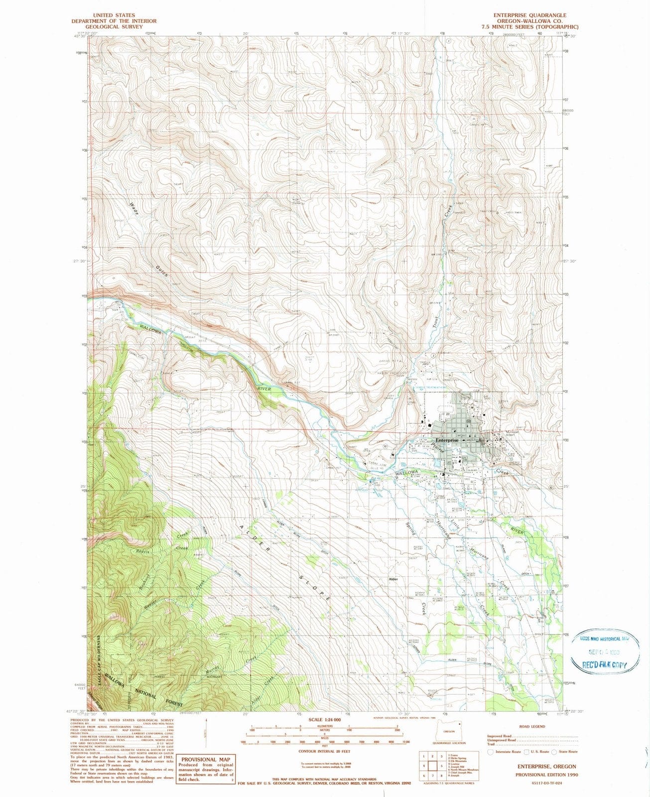 1990 Enterprise, OR - Oregon - USGS Topographic Map