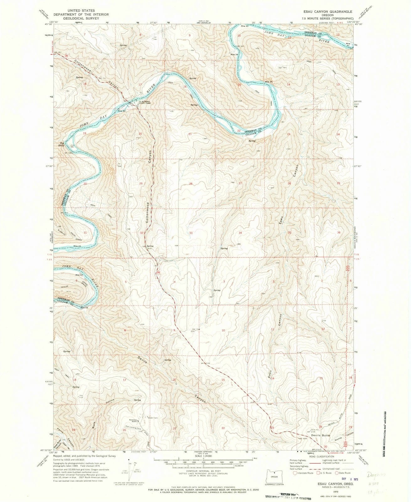 1970 Esau Canyon, OR - Oregon - USGS Topographic Map