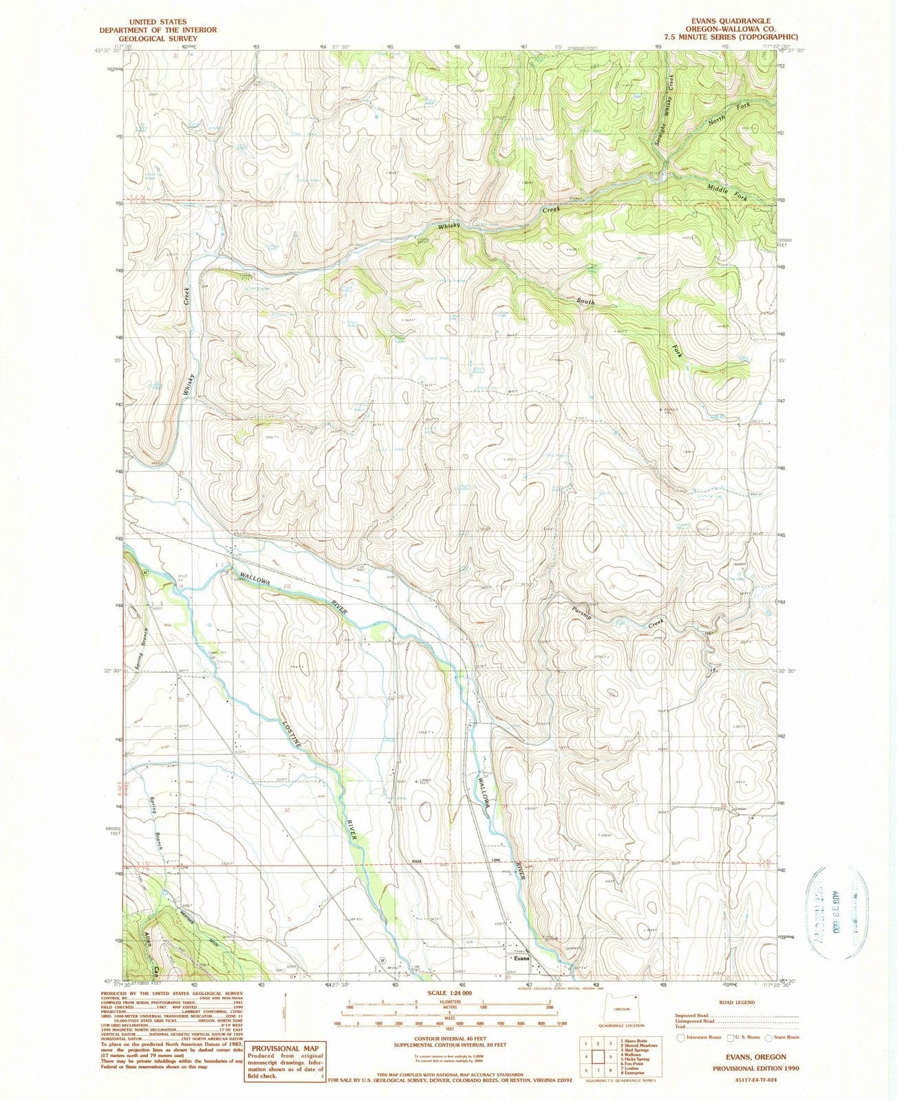 1990 Evans, OR - Oregon - USGS Topographic Map