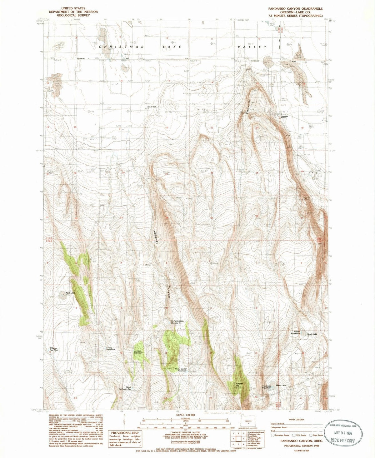 1986 Fandango Canyon, OR - Oregon - USGS Topographic Map