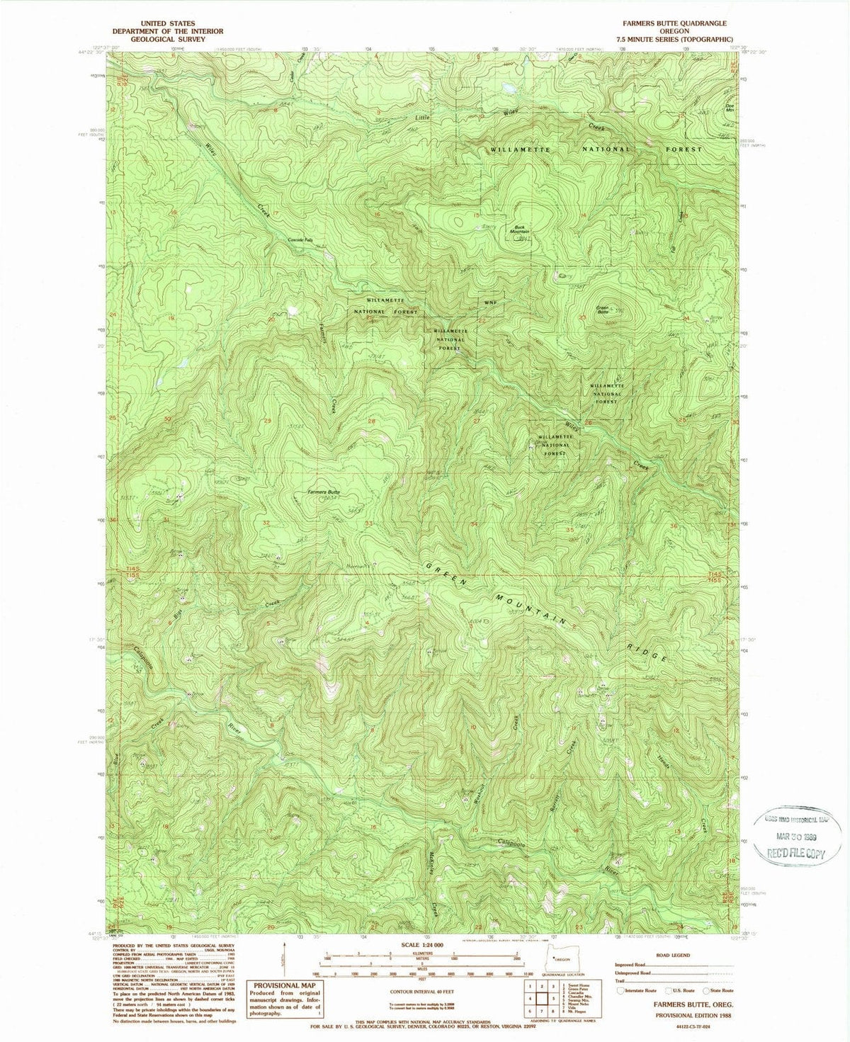 1988 Farmers Butte, OR - Oregon - USGS Topographic Map
