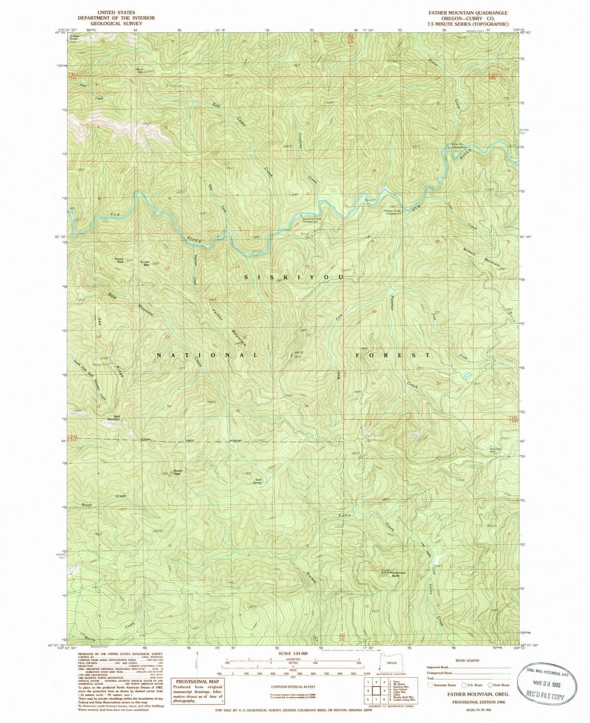1986 Father Mountain, OR - Oregon - USGS Topographic Map