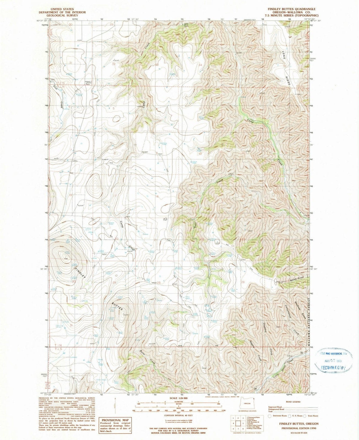 1990 Findley Buttes, OR - Oregon - USGS Topographic Map