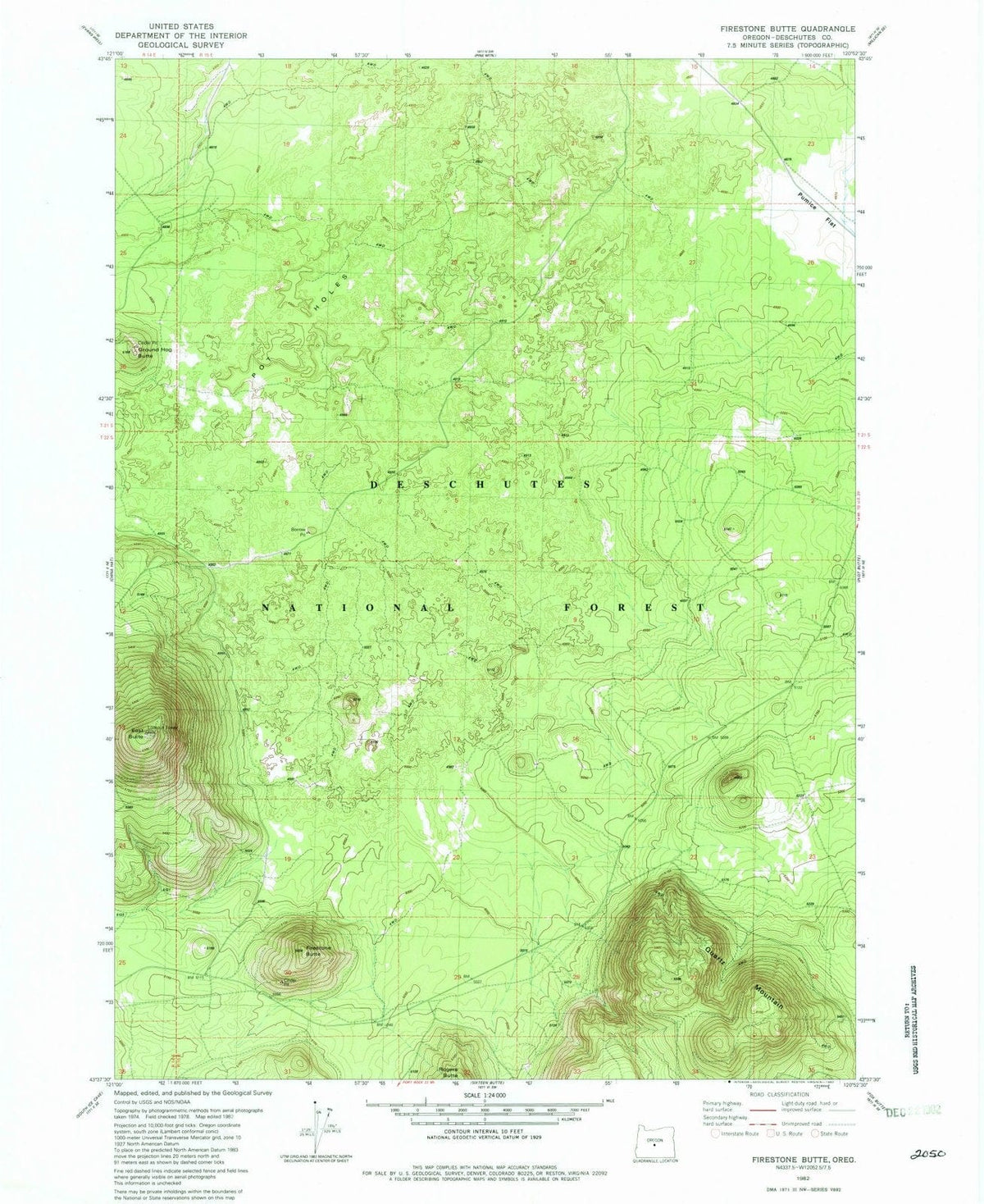 1982 Firestone Butte, OR - Oregon - USGS Topographic Map