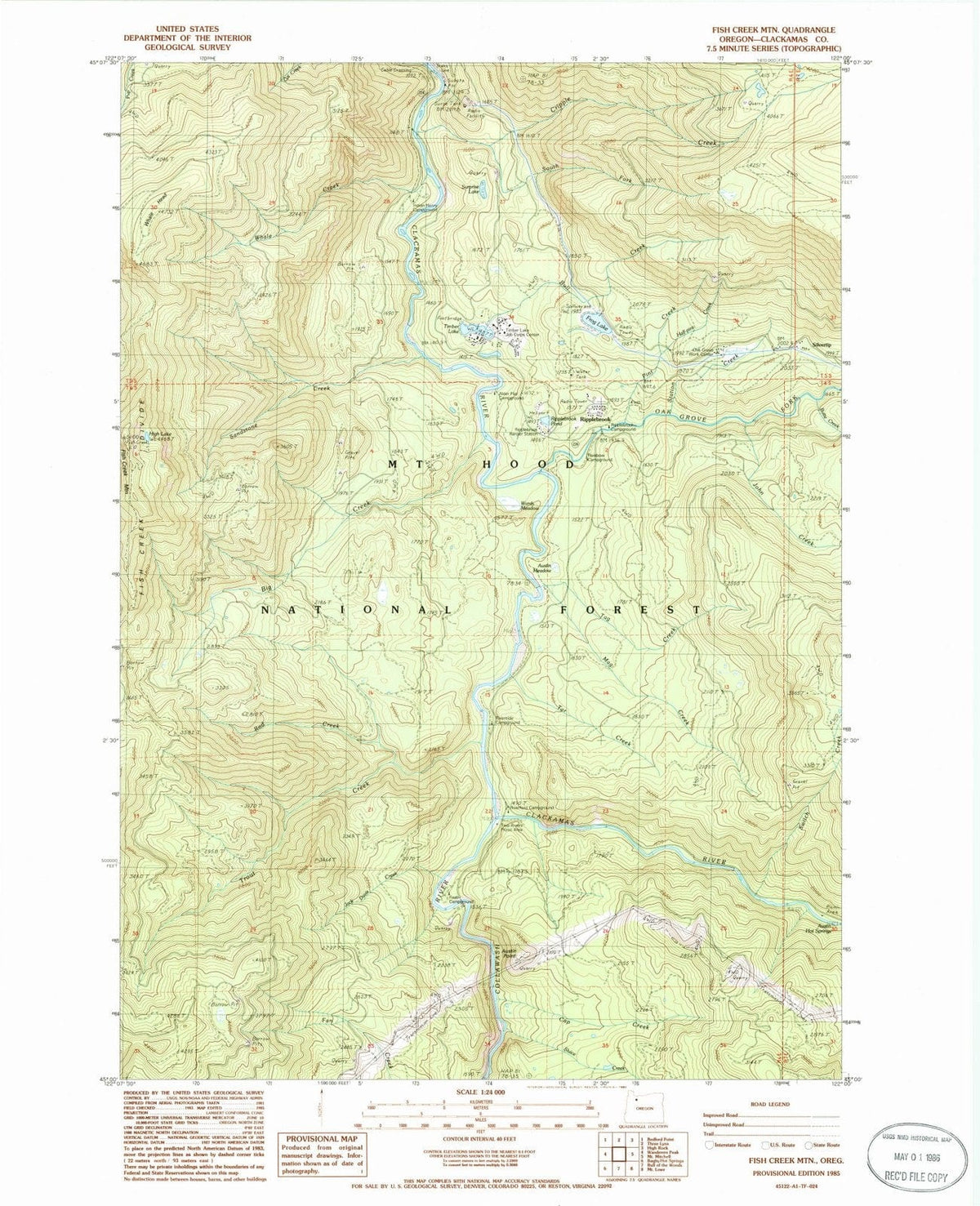 1985 Fish Creek Mountain, OR - Oregon - USGS Topographic Map