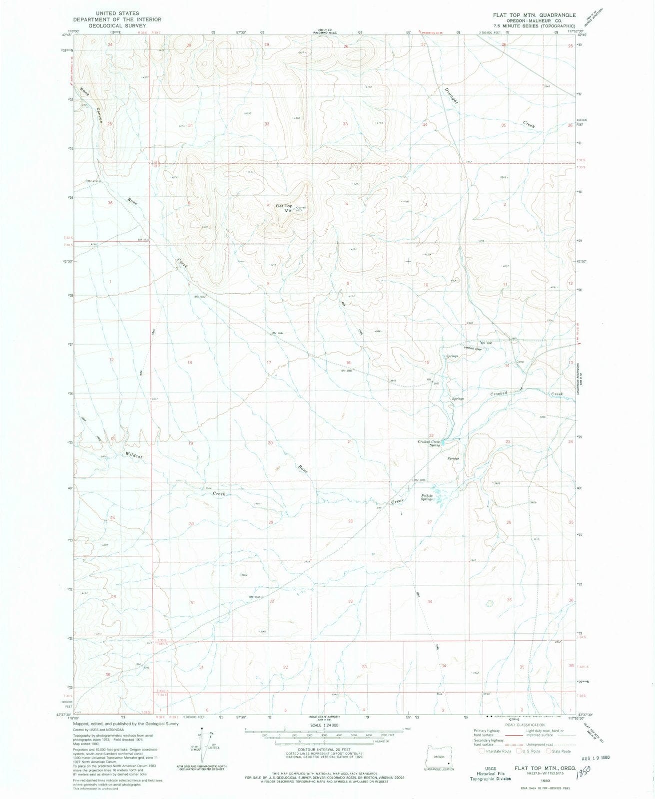 1980 Flat Top MTN, OR - Oregon - USGS Topographic Map