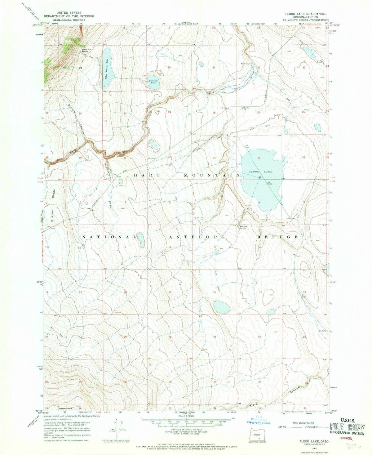 1967 Flook Lake, OR - Oregon - USGS Topographic Map