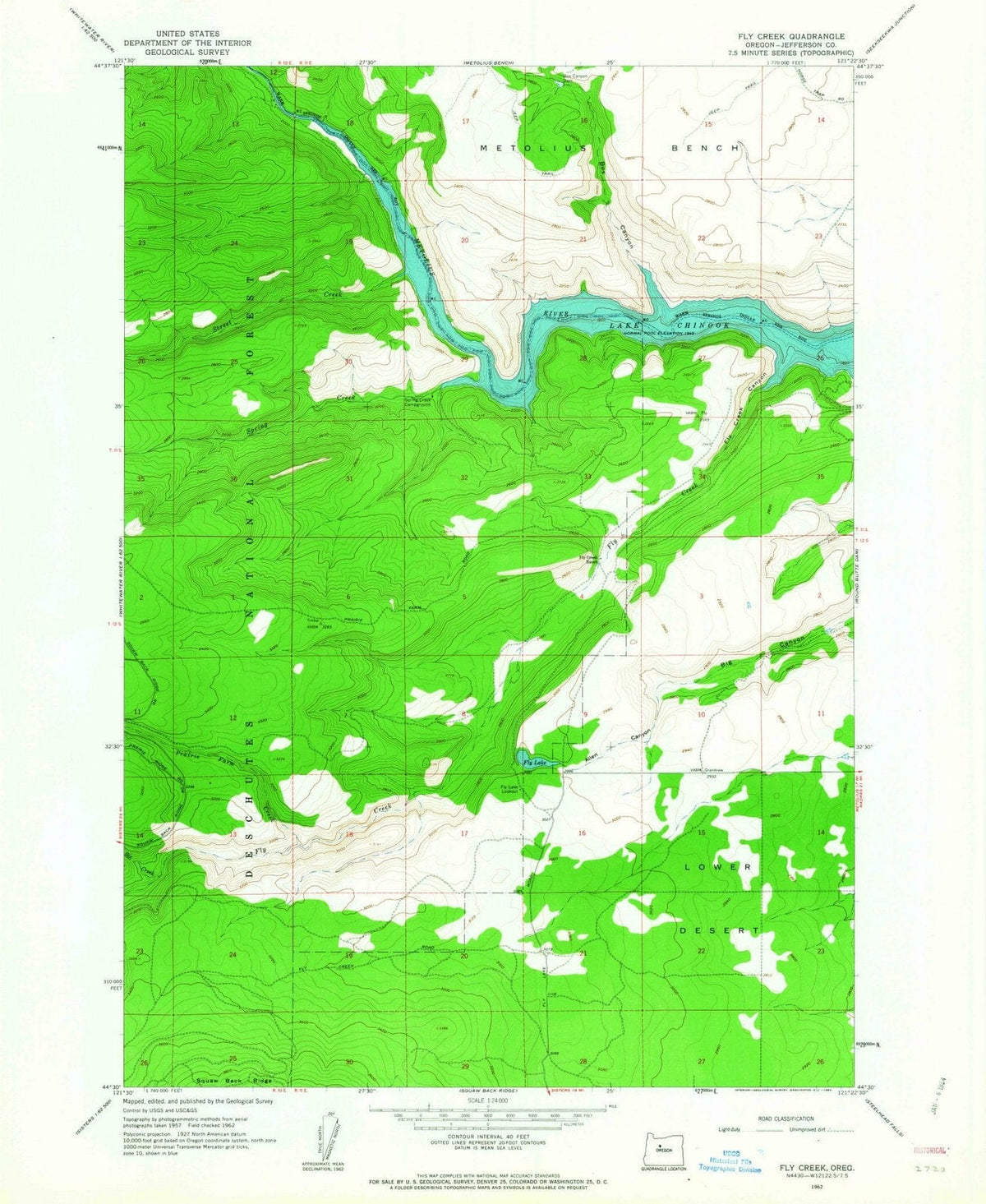 1962 Fly Creek, OR - Oregon - USGS Topographic Map
