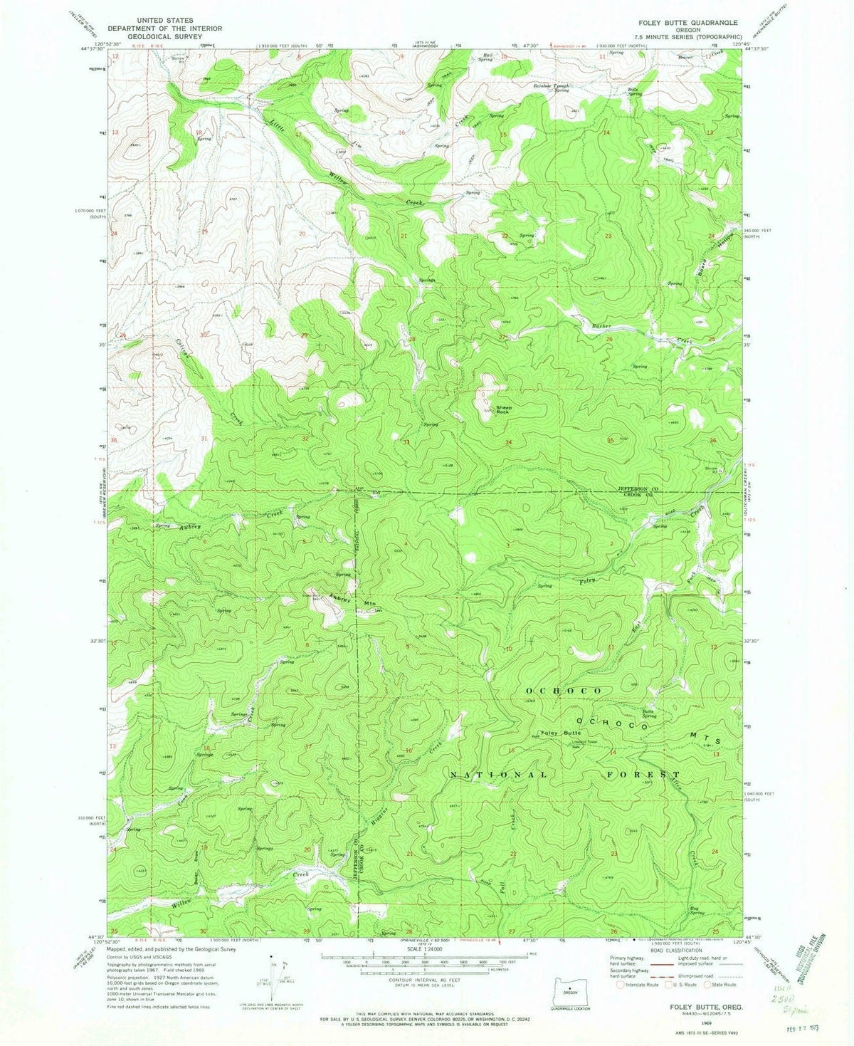 1969 Foley Butte, OR - Oregon - USGS Topographic Map