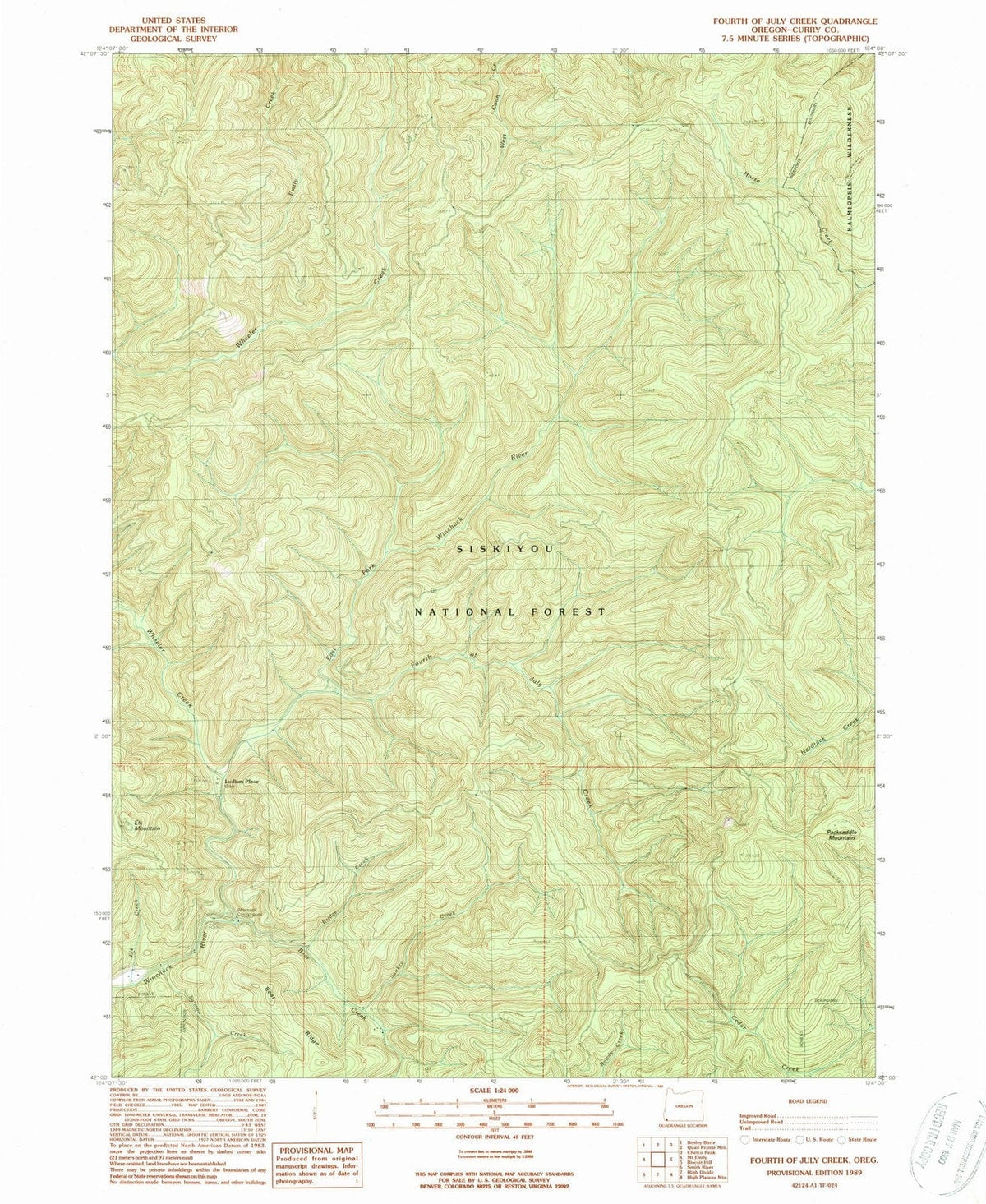 1989 Fourth of July Creek, OR - Oregon - USGS Topographic Map