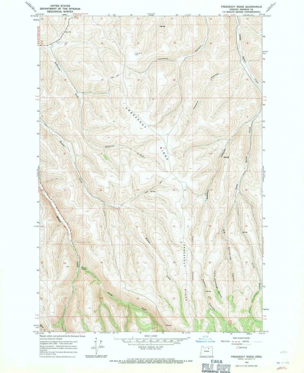 1967 Freezeout Ridge, OR - Oregon - USGS Topographic Map