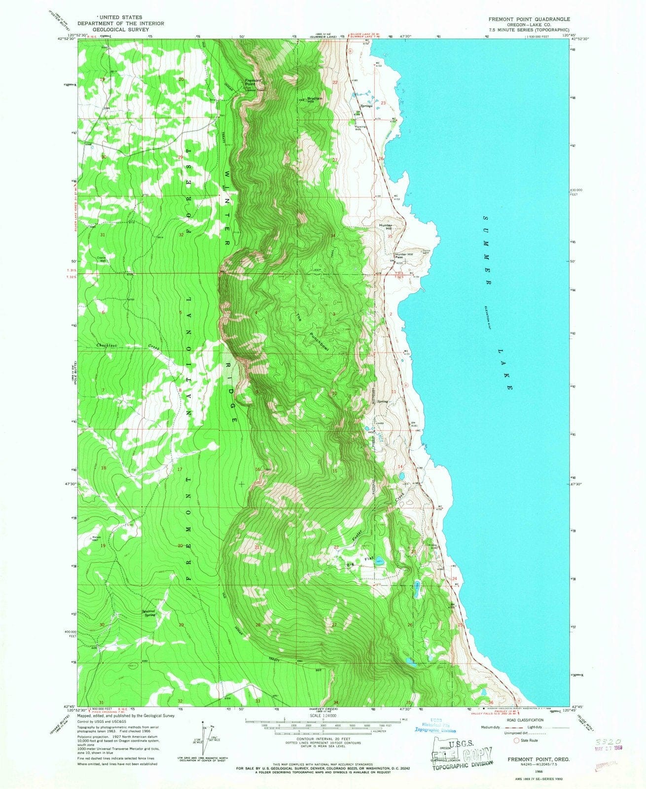 1966 Fremont Point, OR - Oregon - USGS Topographic Map