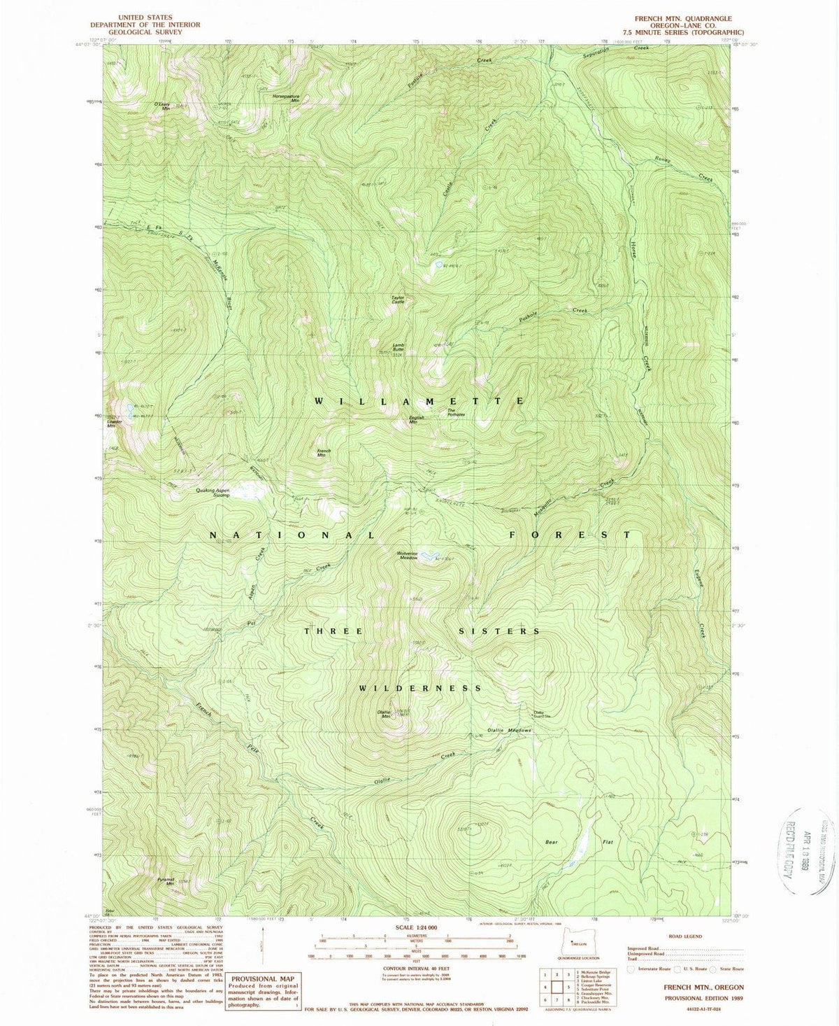 1989 French Mountain, OR - Oregon - USGS Topographic Map