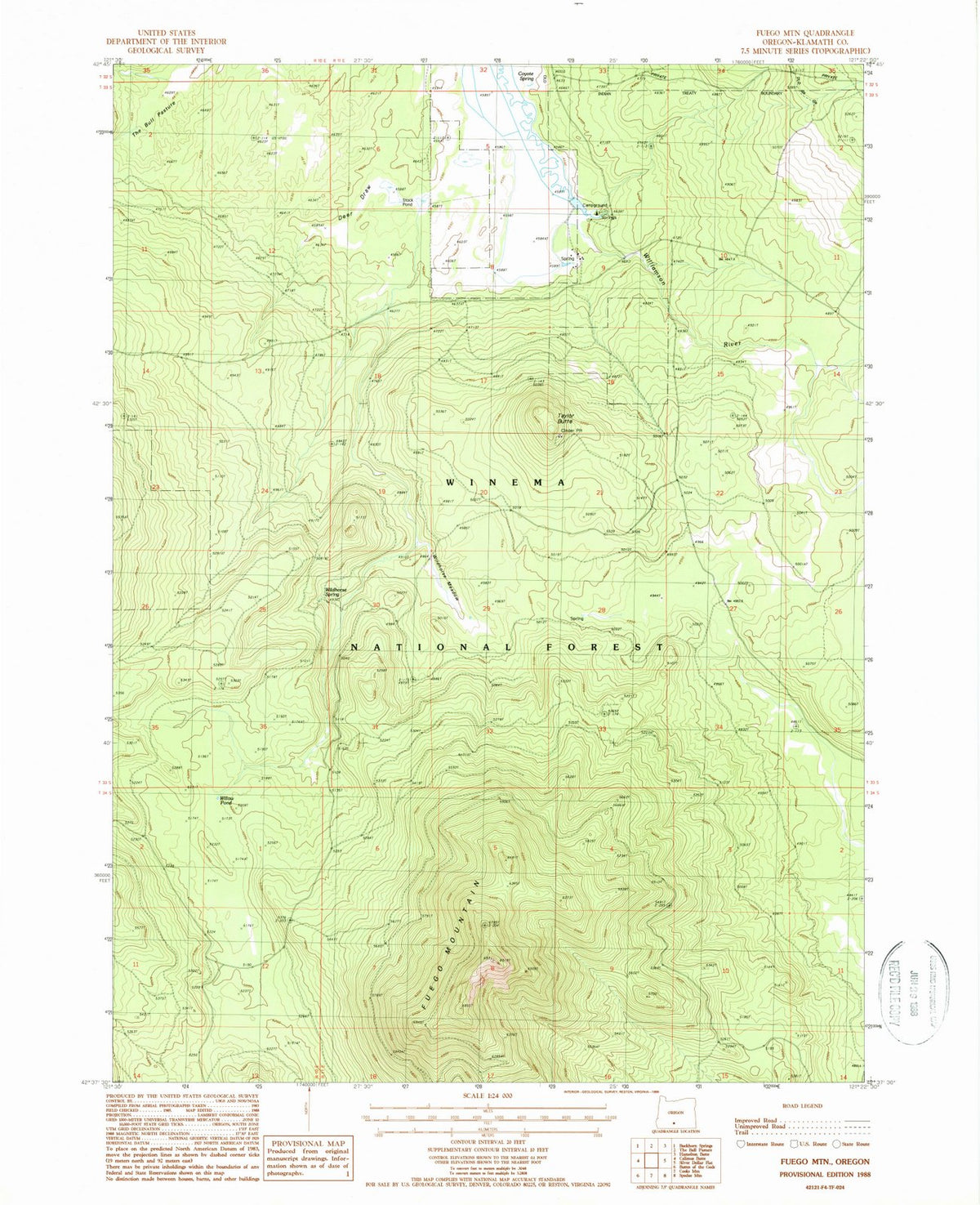 1988 Fuego Mountain, OR - Oregon - USGS Topographic Map