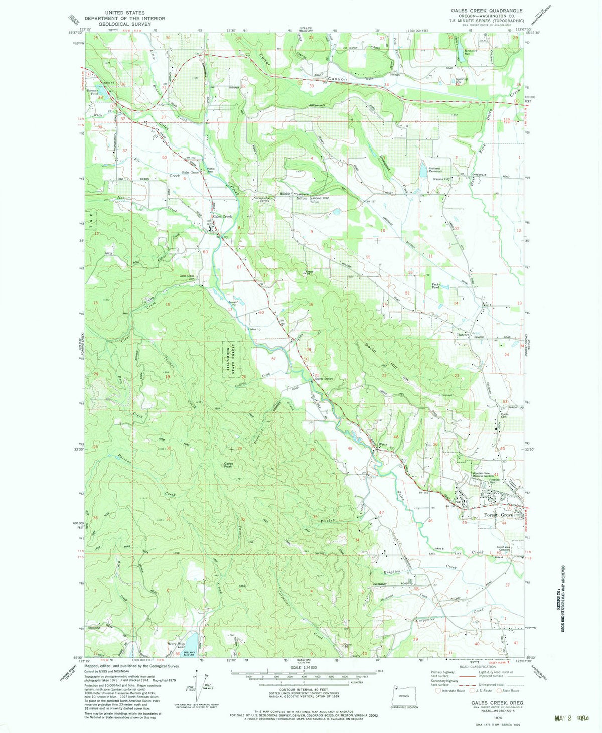 1979 Gales Creek, OR - Oregon - USGS Topographic Map