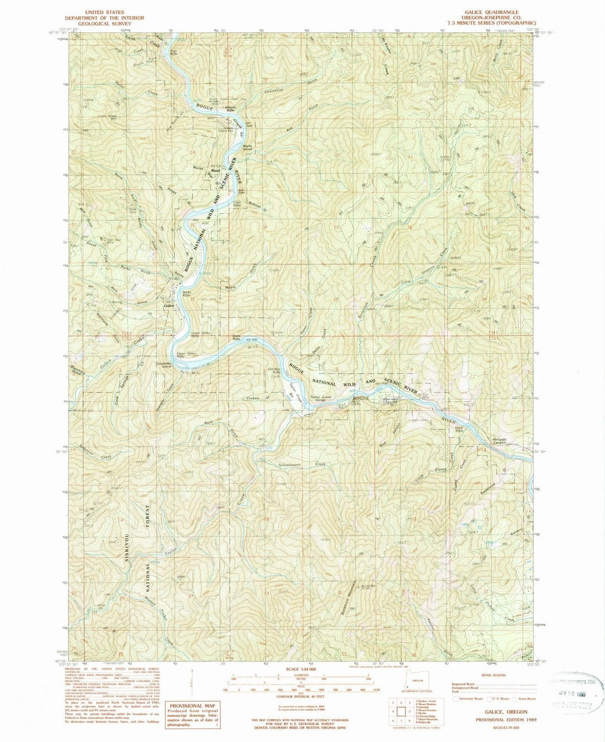 1989 Galice, OR - Oregon - USGS Topographic Map