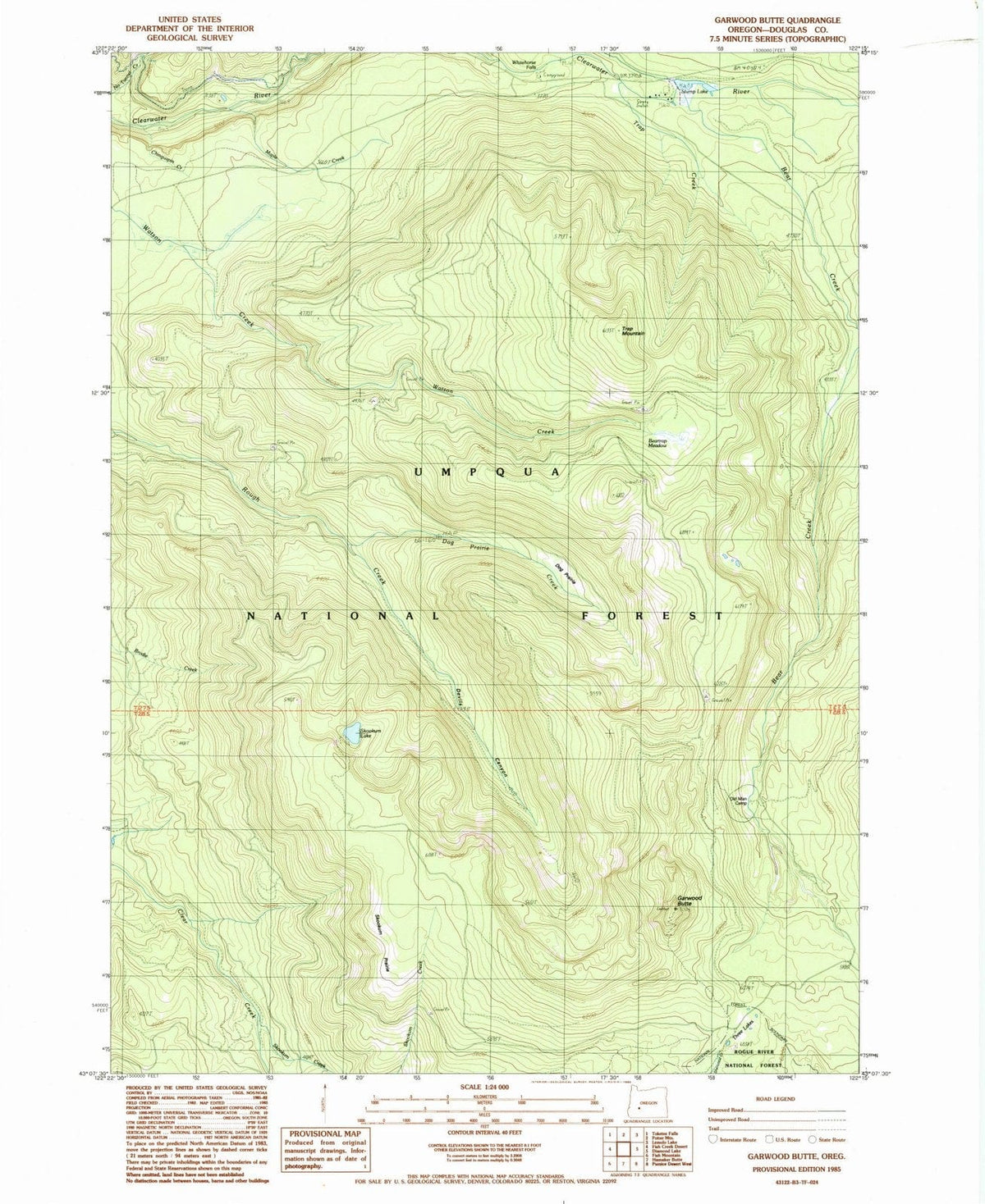 1985 Garwood Butte, OR - Oregon - USGS Topographic Map
