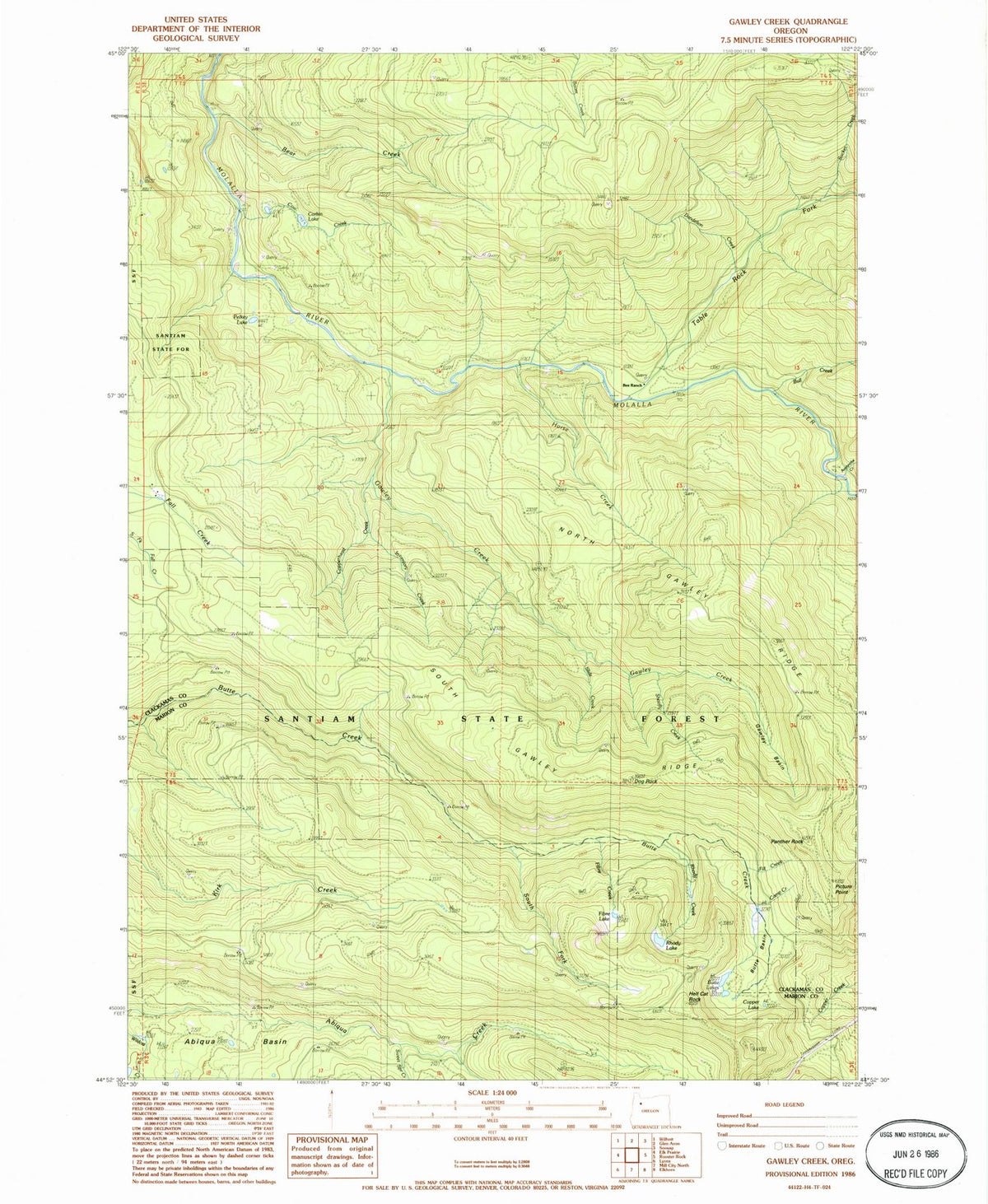 1986 Gawley Creek, OR - Oregon - USGS Topographic Map