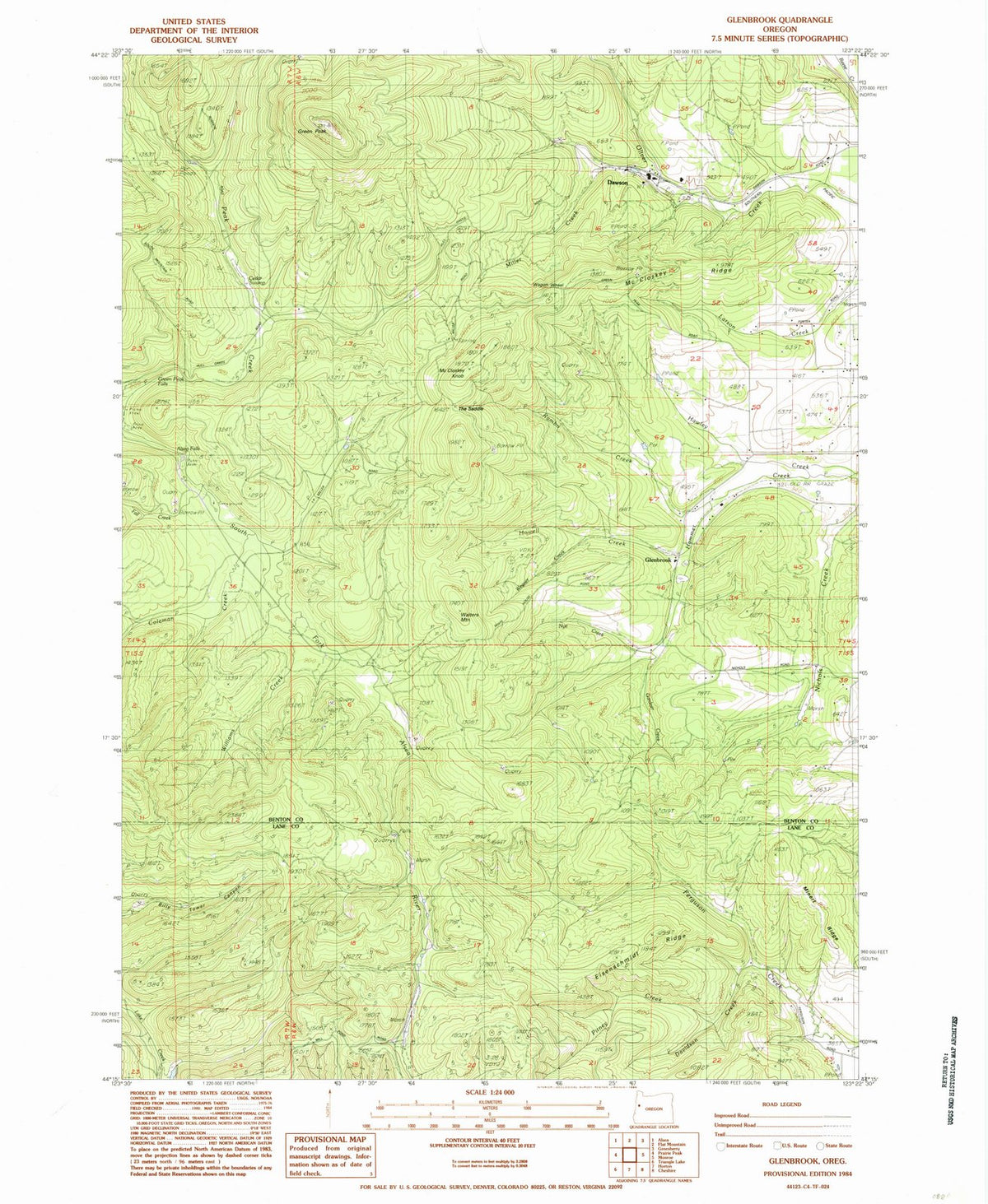 1984 Glenbrook, OR - Oregon - USGS Topographic Map