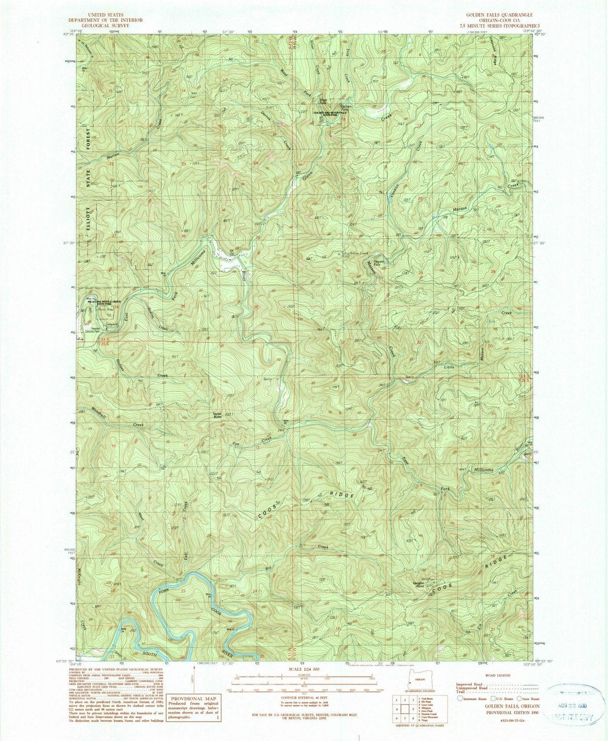 1990 Golden Falls, OR - Oregon - USGS Topographic Map
