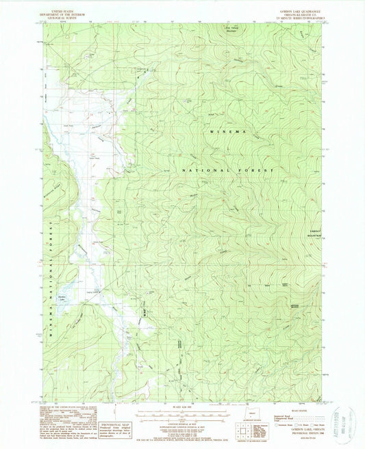 1988 Gordon Lake, OR - Oregon - USGS Topographic Map