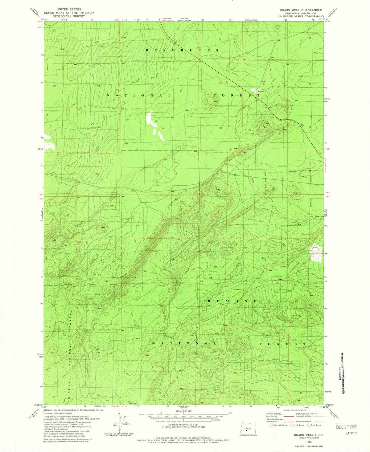 1982 Grass Well, OR - Oregon - USGS Topographic Map