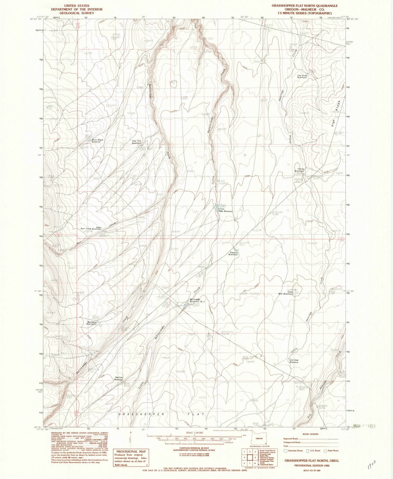 1982 Grasshopper Flat North, OR - Oregon - USGS Topographic Map
