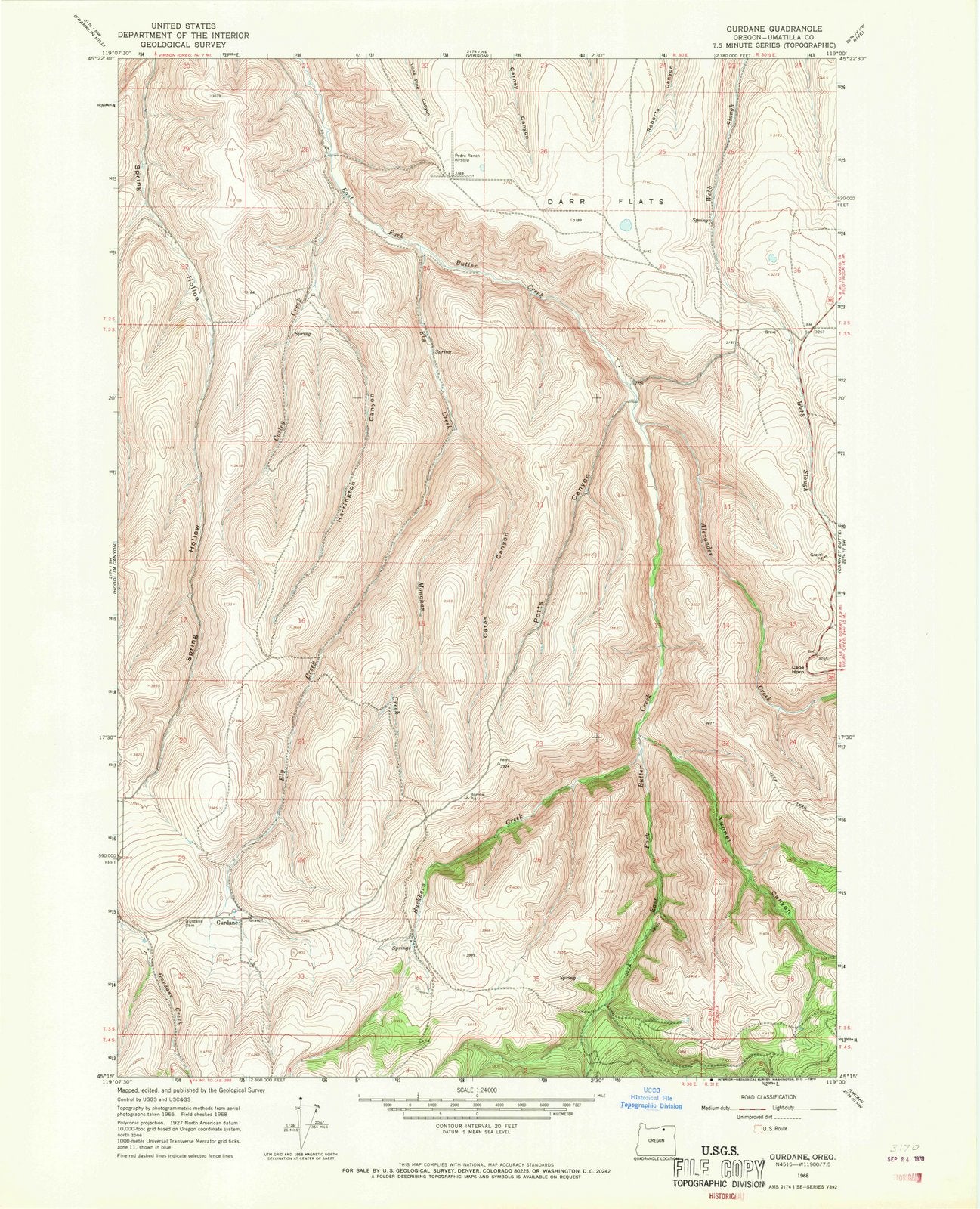 1968 Gurdane, OR - Oregon - USGS Topographic Map