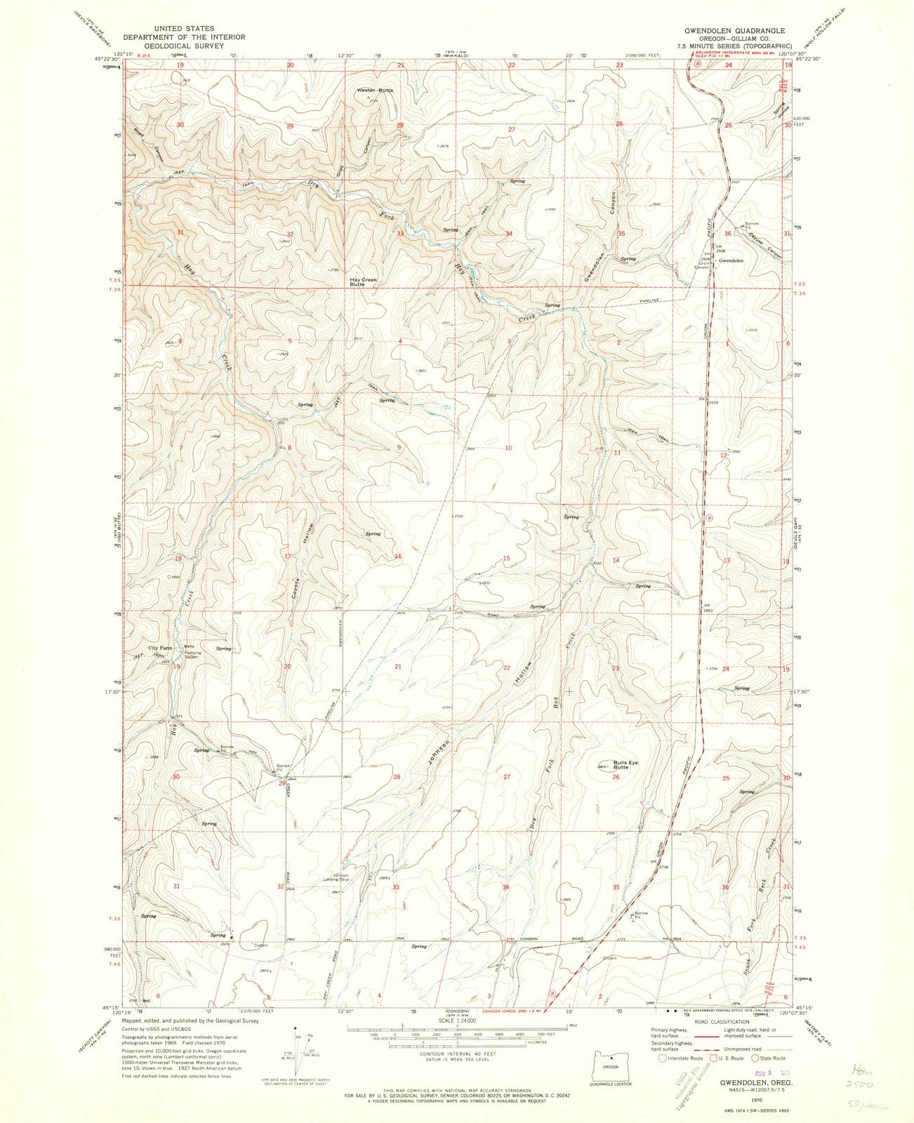 1970 Gwendolen, OR - Oregon - USGS Topographic Map