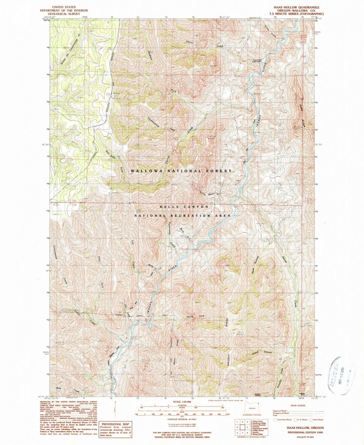 1990 Haas Hollow, OR - Oregon - USGS Topographic Map