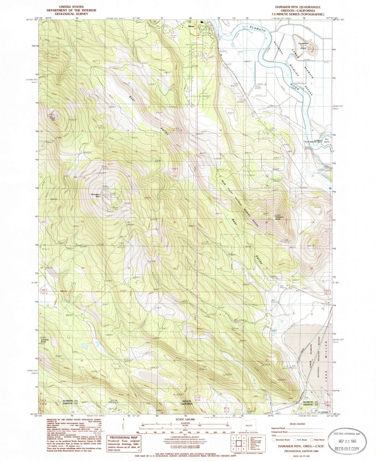1986 Hamaker MTN, OR - Oregon - USGS Topographic Map