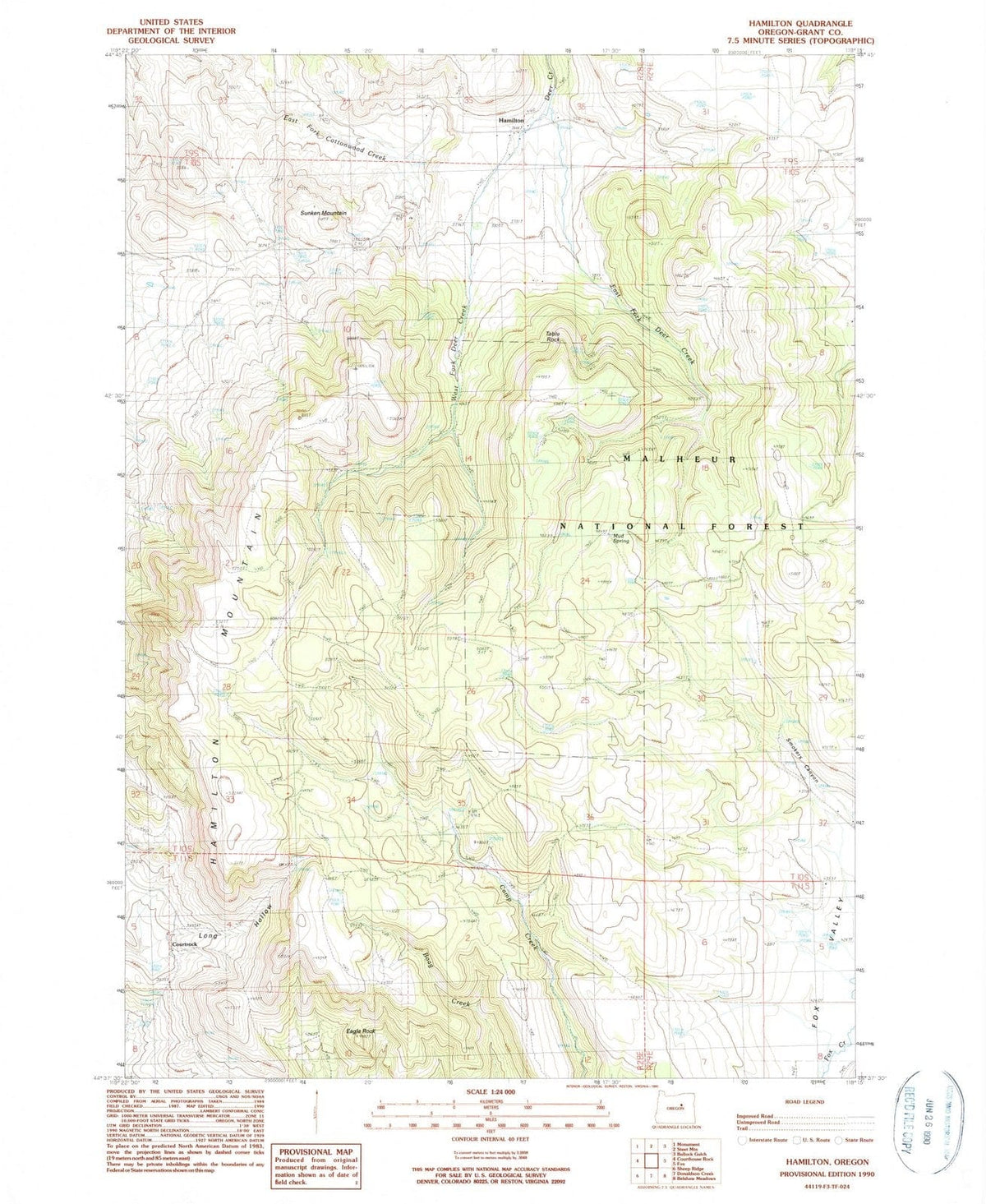 1990 Hamilton, OR - Oregon - USGS Topographic Map