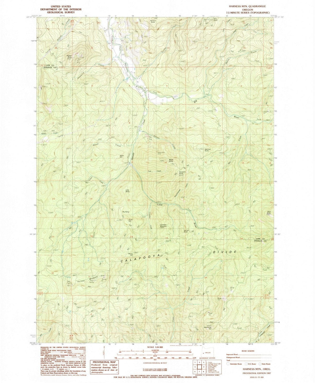 1987 Harness MTN, OR - Oregon - USGS Topographic Map