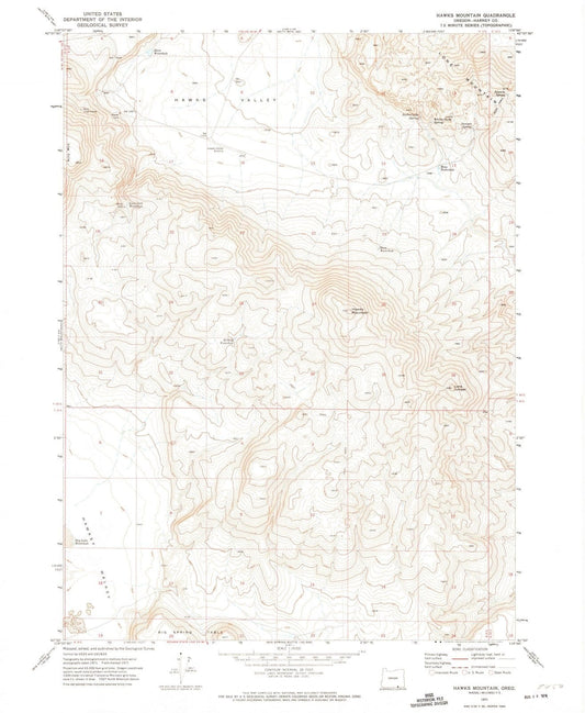 1971 Hawks Mountain, OR - Oregon - USGS Topographic Map
