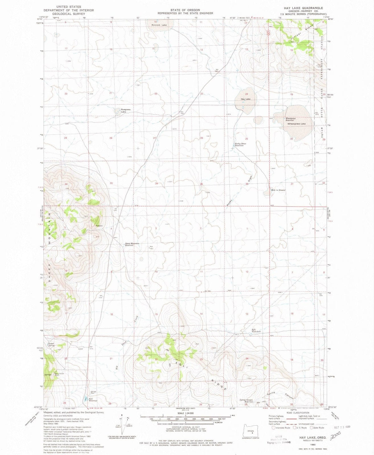 1980 Hay Lake, OR - Oregon - USGS Topographic Map