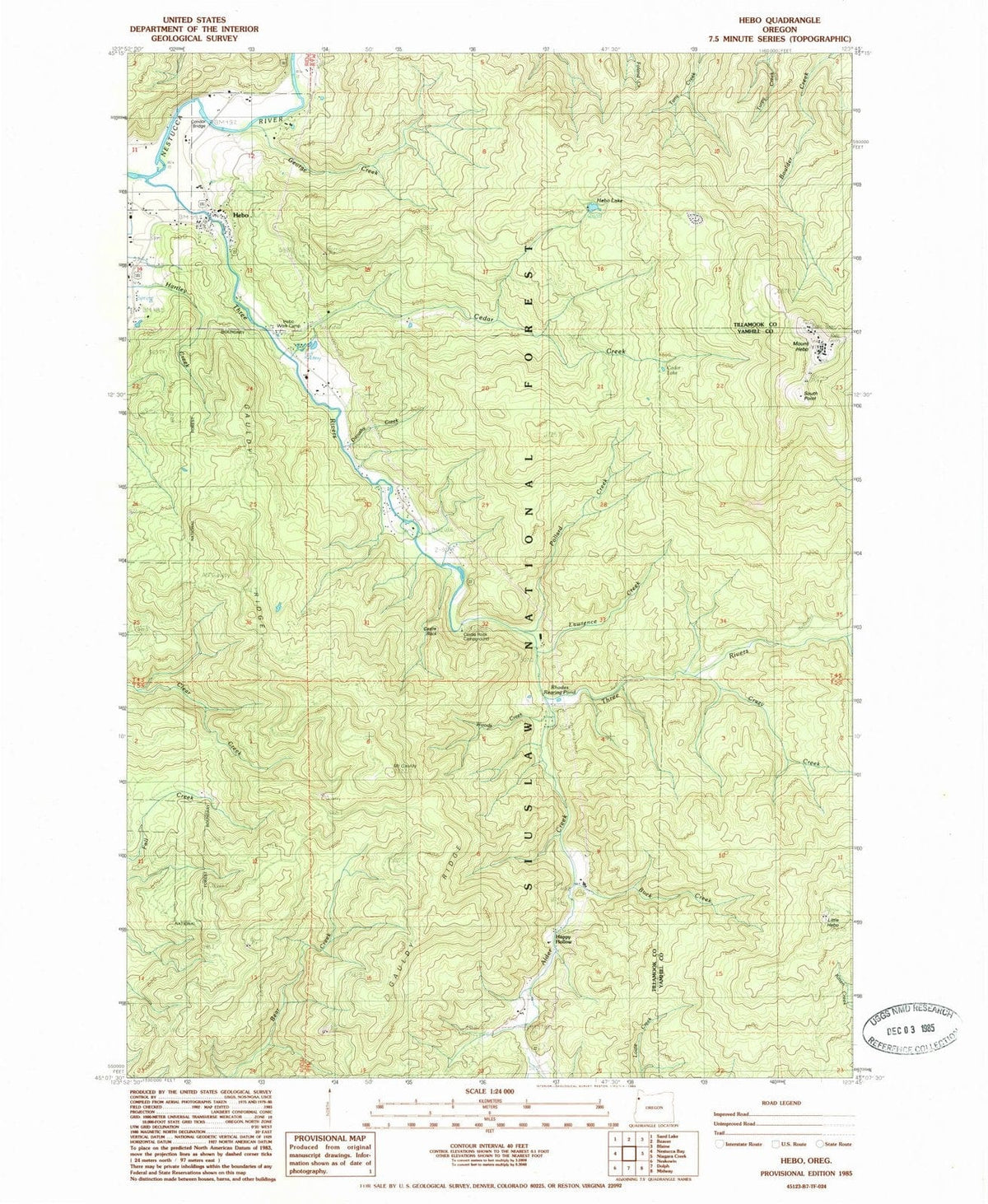 1985 Hebo, OR - Oregon - USGS Topographic Map