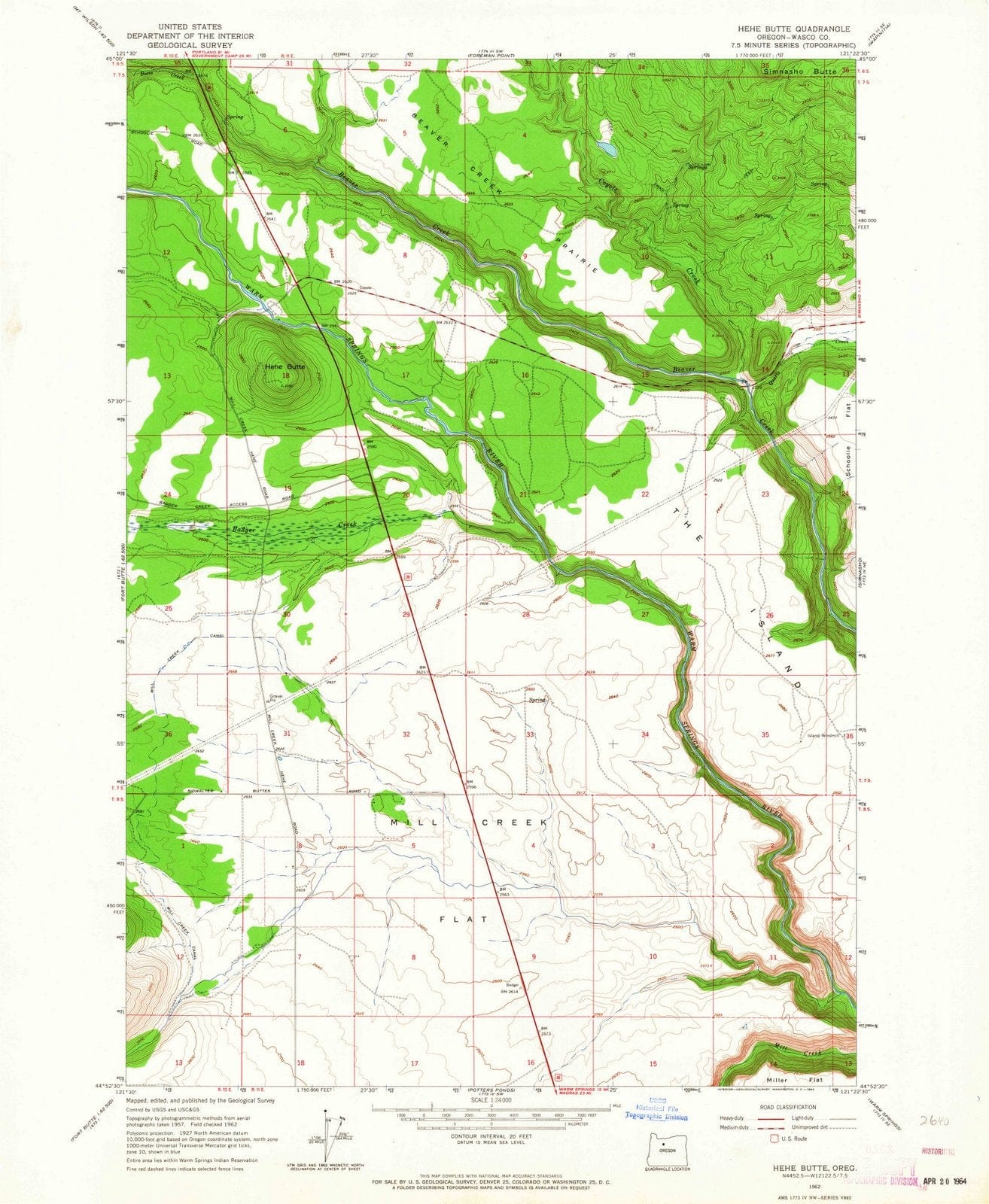 1962 Hehe Butte, OR - Oregon - USGS Topographic Map