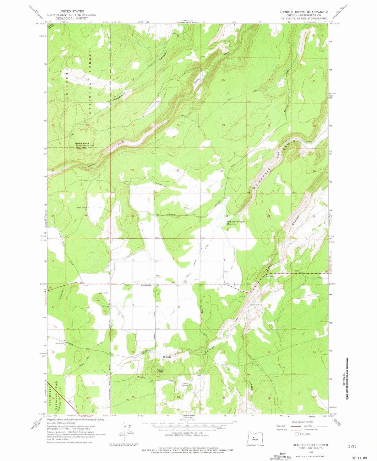 1962 Henkle Butte, OR - Oregon - USGS Topographic Map