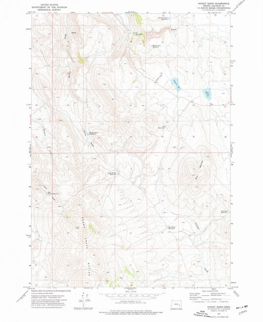 1972 Hickey Basin, OR - Oregon - USGS Topographic Map