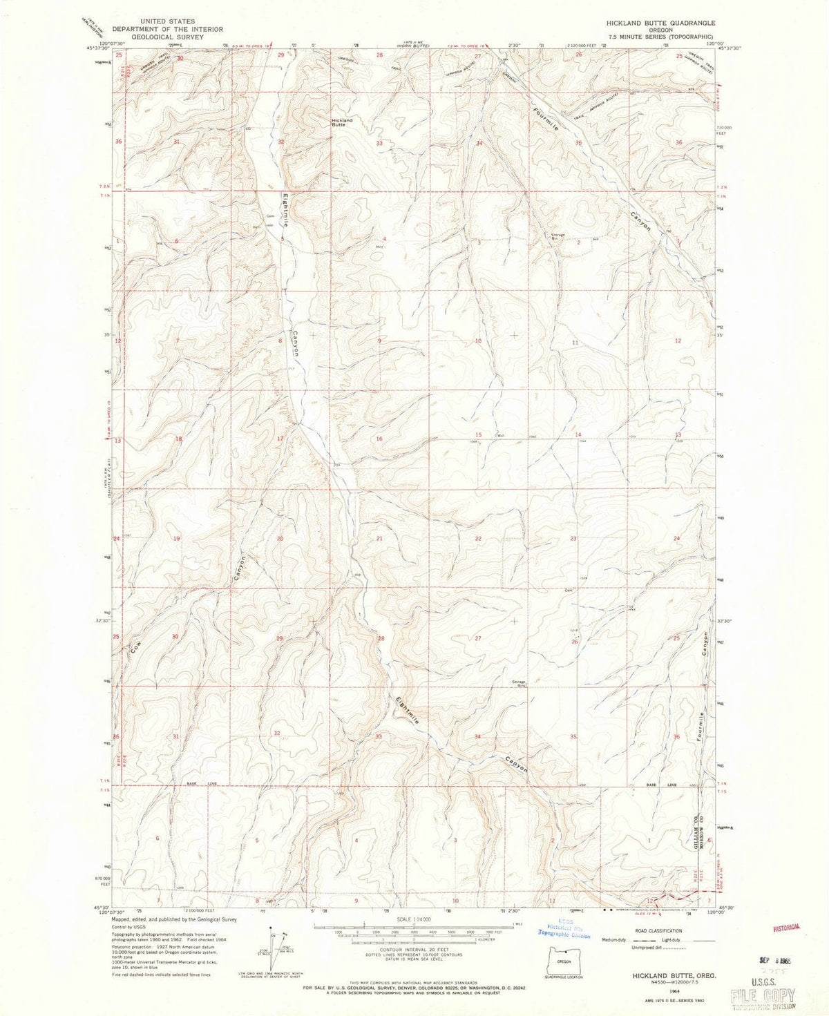 1964 Hickland Butte, OR - Oregon - USGS Topographic Map